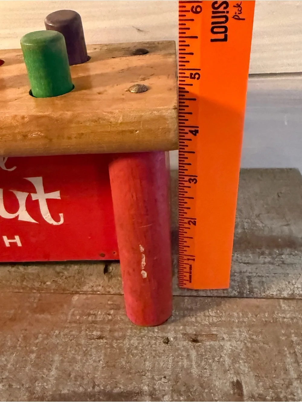 Vintage Playskool Nok Out Bench Wooden Childs Toy Pegs & Hammer Mallet